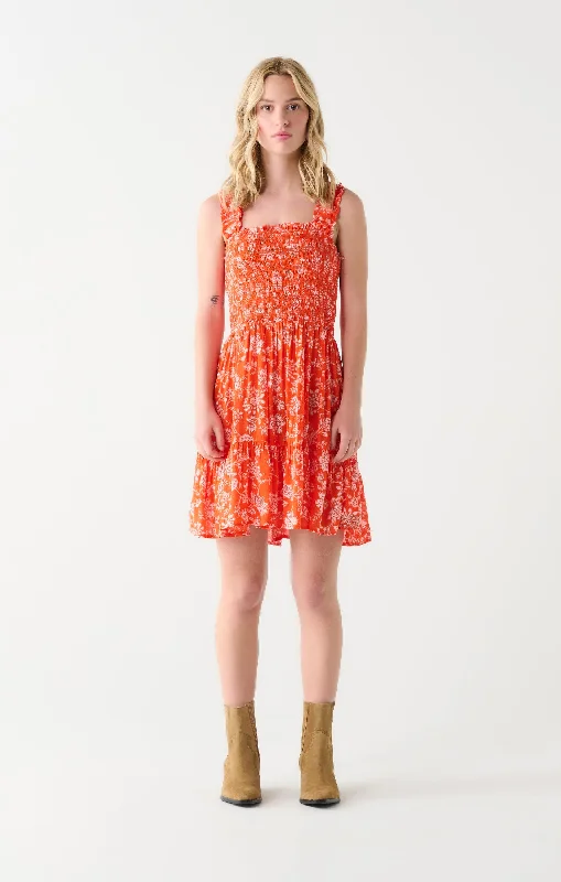 DEX SP24 SMOCKED MINI DRESS IN ORANGE