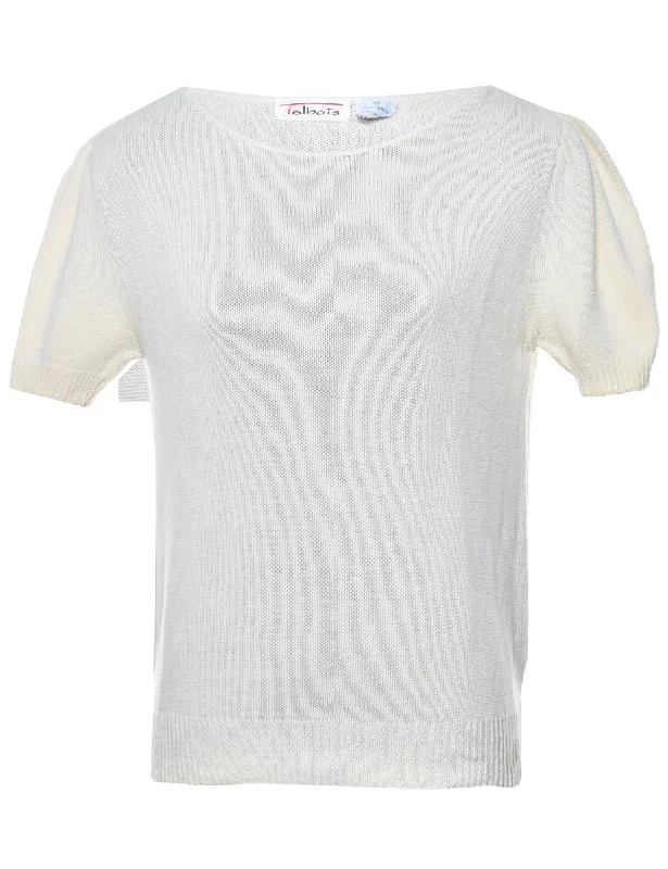 Cream Short Sleeve Jumper - M