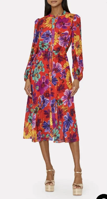 Lorian Wildflower Dress In Red Floral