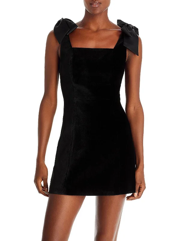 Womens Velvet Mini Cocktail and Party Dress