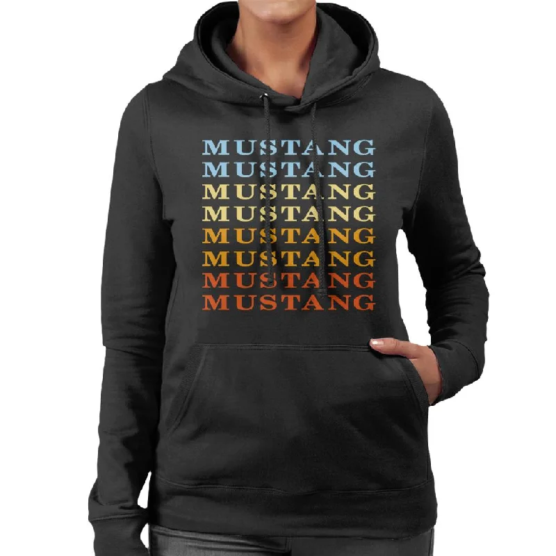 Ford Mustang Colourful Text Women's Hooded Sweatshirt