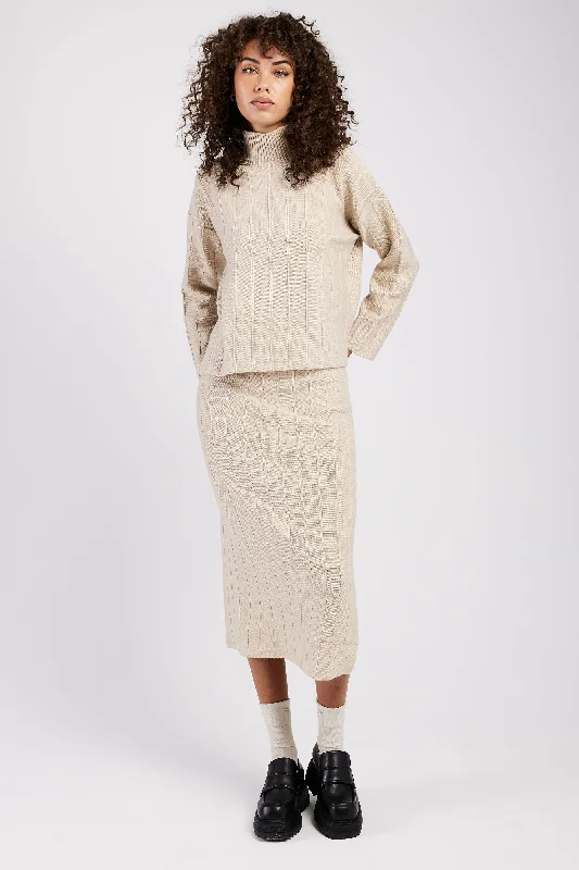 Melk Ribbed Knit Skirt in Beige