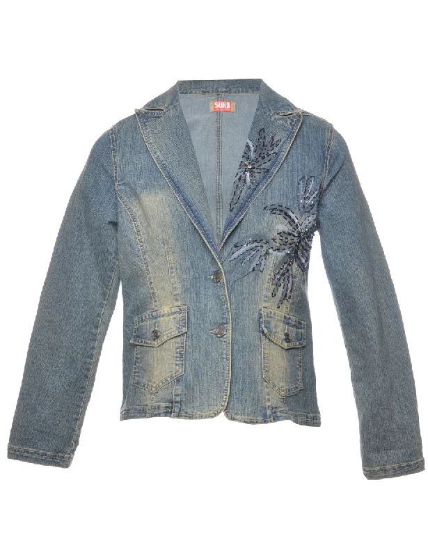 Beaded Denim Jacket - M