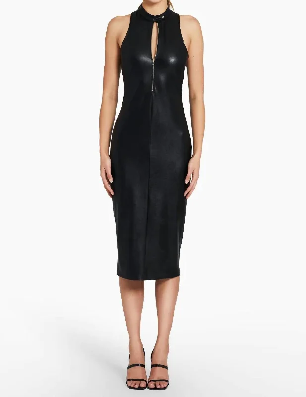 Declan Faux Leather Dress In Black