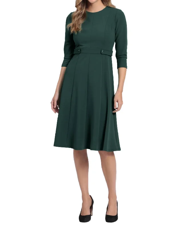 London Times Emerald 3/4 Sleeve Dress In Emerald Green