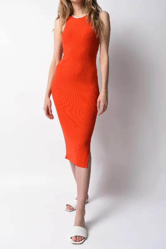 Kishi Seamless Tank Dress in Orange Flame