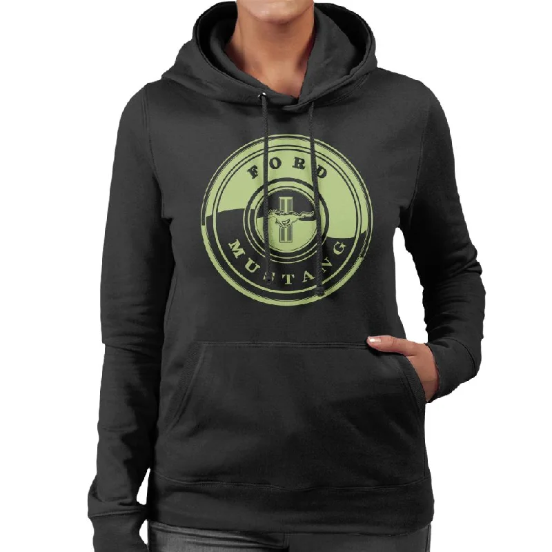 Ford Mustang Galloping Horse In Wheel Logo Women's Hooded Sweatshirt