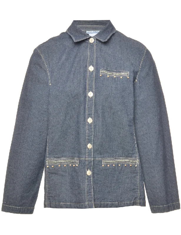 Beaded Denim Jacket - L