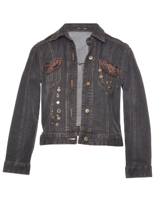 Button Front Denim Jacket - S