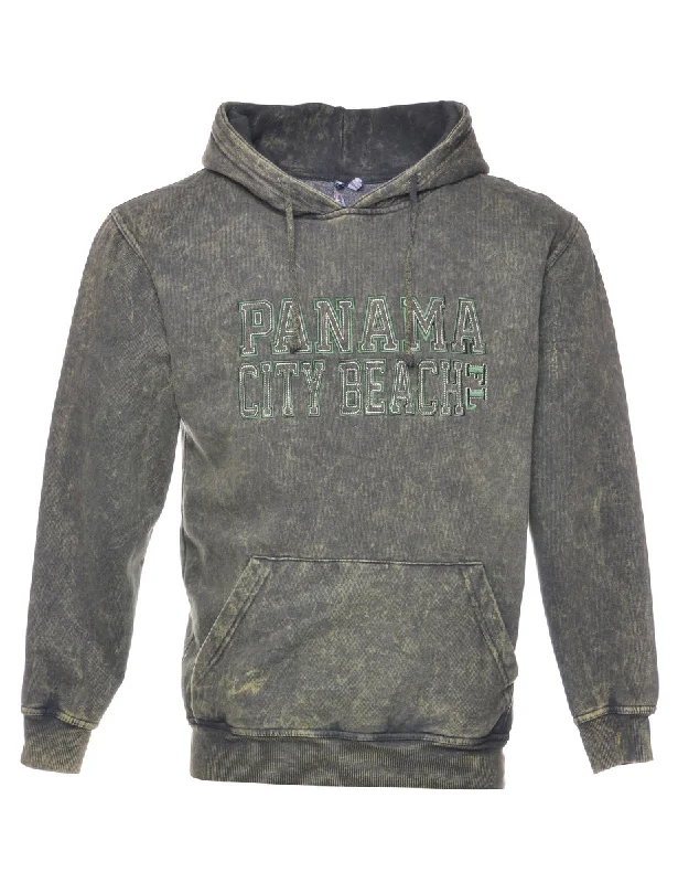 Olive Green Panama City Beach Printed Hoodie - M