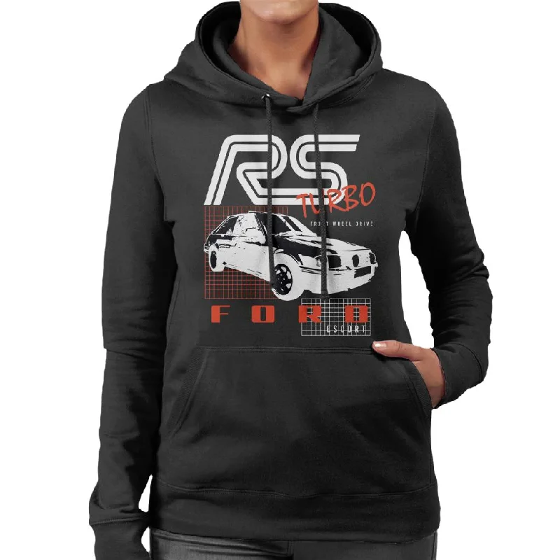 Ford Escort RS Turbo Front Wheel Drive Women's Hooded Sweatshirt