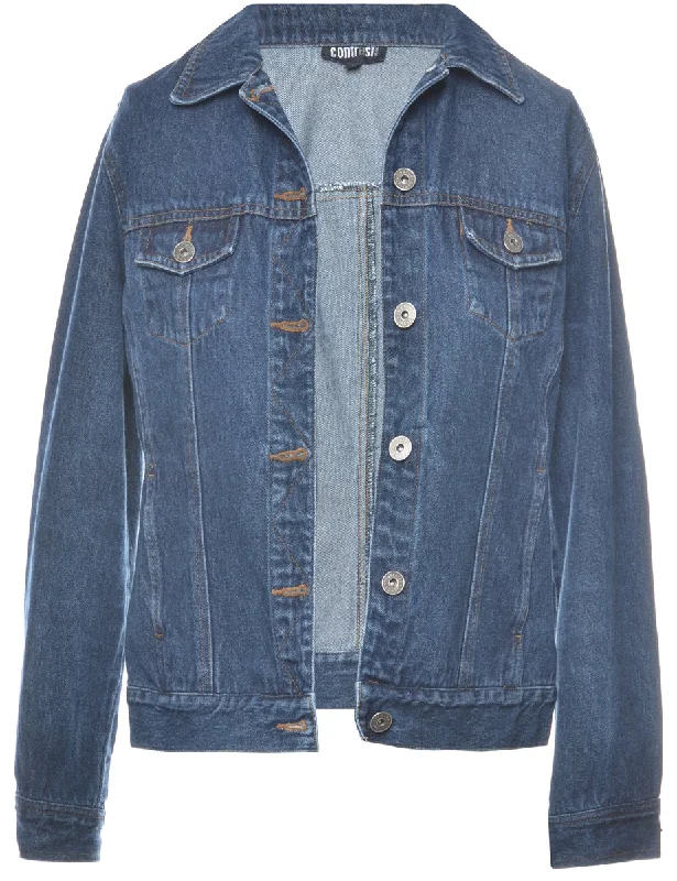 Button Front Denim Jacket - L