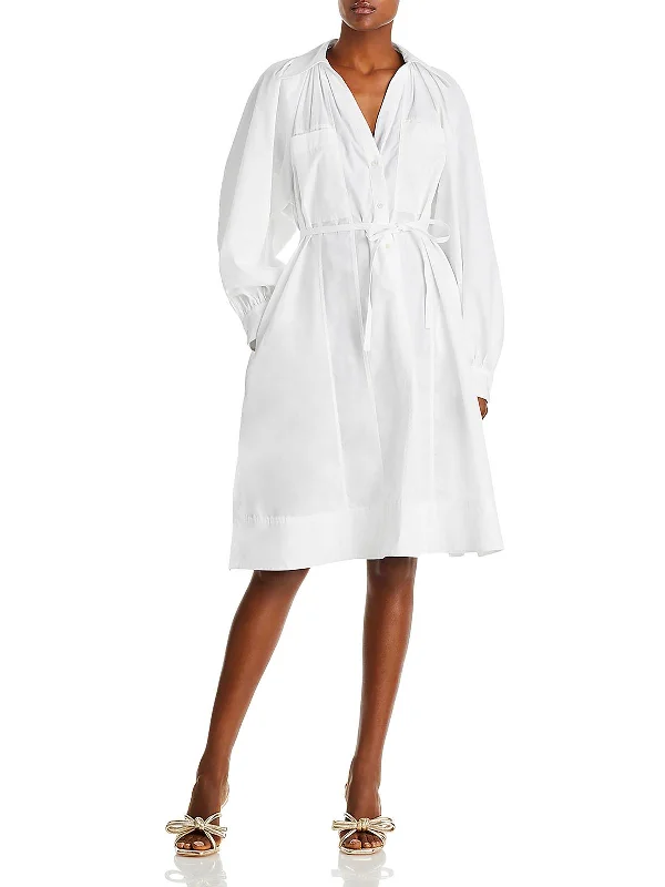 Womens Poplin Collared Shirtdress