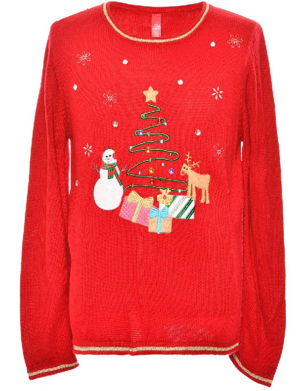 Festive Season Red Christmas Jumper - L