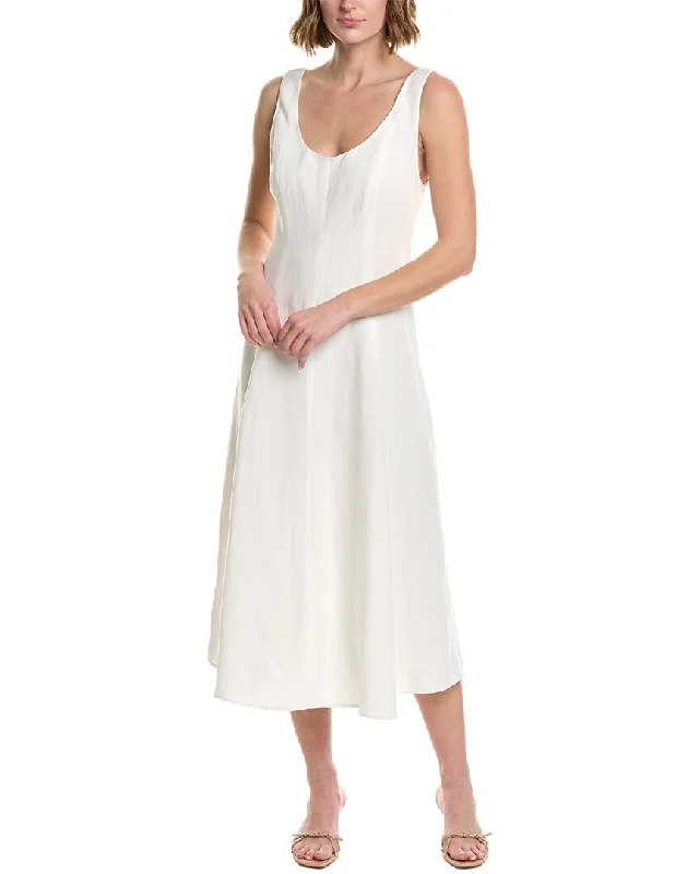 Vince Paneled Linen-Blend Dress