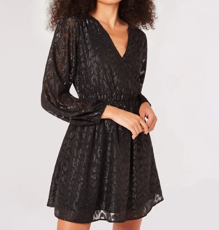 Animal Print Jacquard Dress In Black