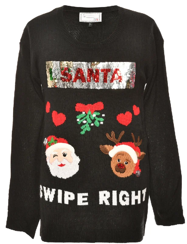 Festive Season Black Christmas Jumper - M