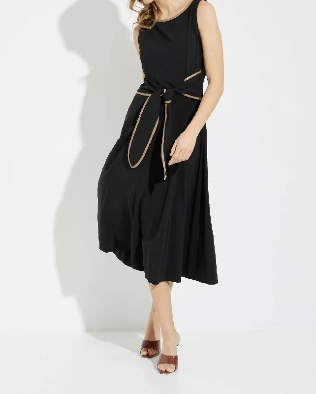 Hardware Detail Sleeveless Dress In Black/tiger's Eye