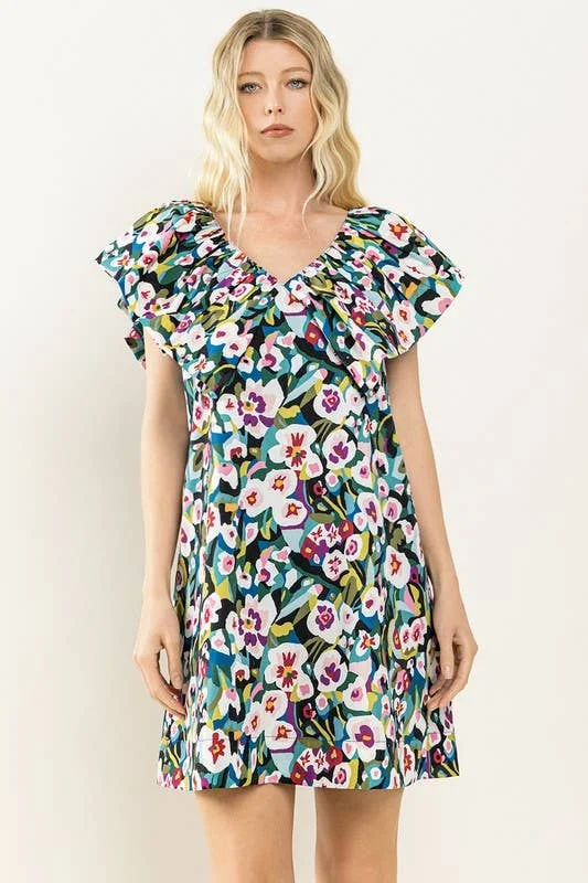 Pansy Petals Ruffle Dress