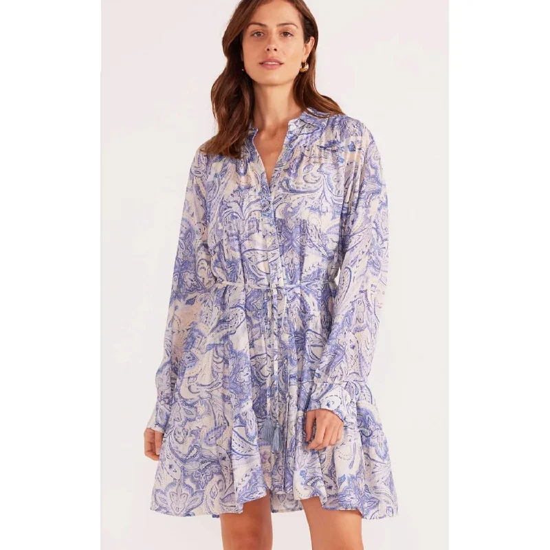 Dress Lola Tiered Shirtdress - Blue Paisley