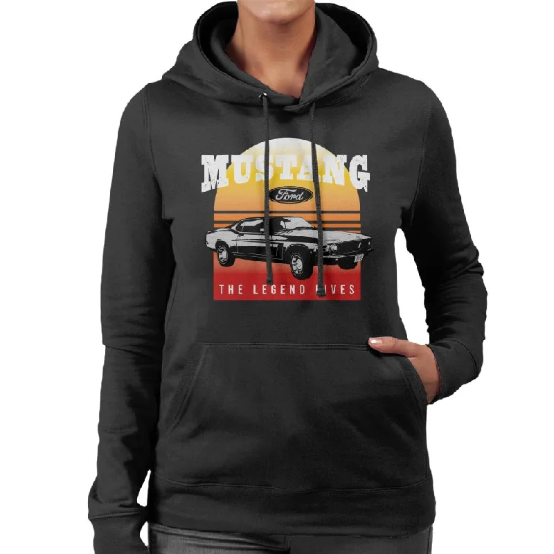 Ford Mustang The Legend Lives Sunset Gradient Women's Hooded Sweatshirt