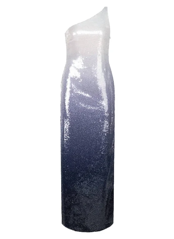 Tinana Ombre Sequined Gown In Blue Ombre