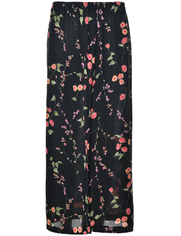 Floral Print Skirt - L