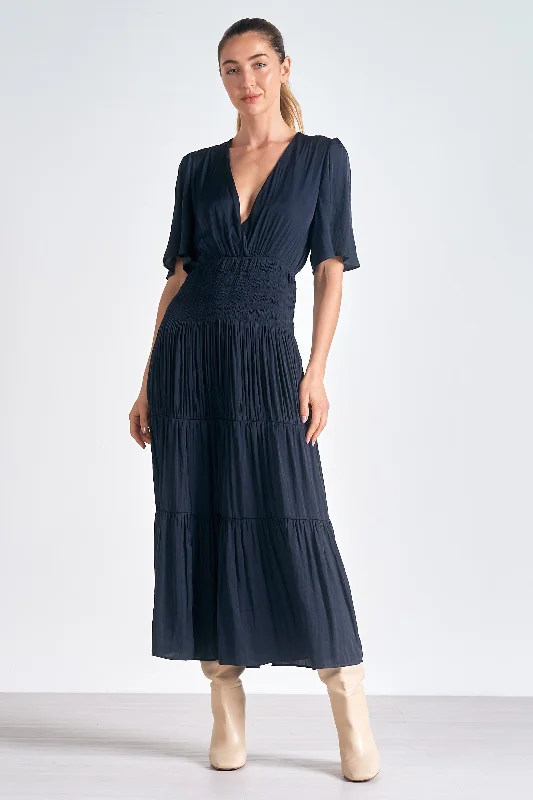 ELAN  Maxi S/S Vnk Smock IN NAVY