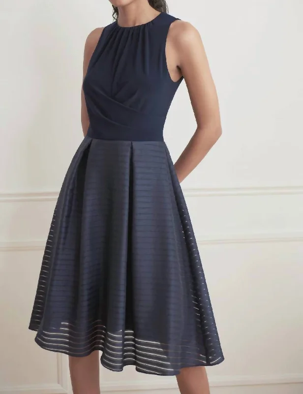 Fitted Dress With Full Skirt In Midnight