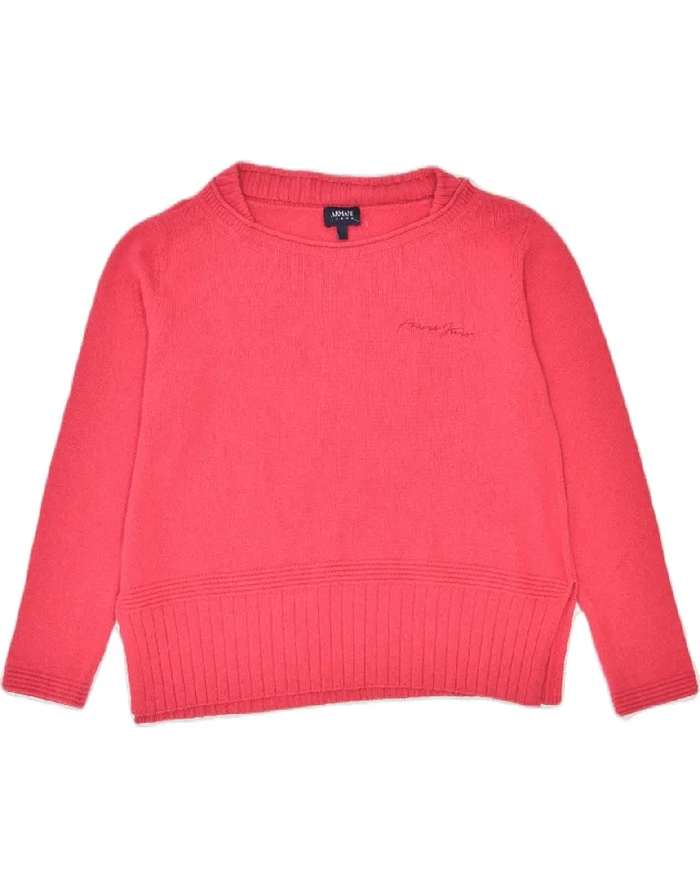 ARMANI JEANS Womens Boat Neck Jumper Sweater IT 48 XL Pink