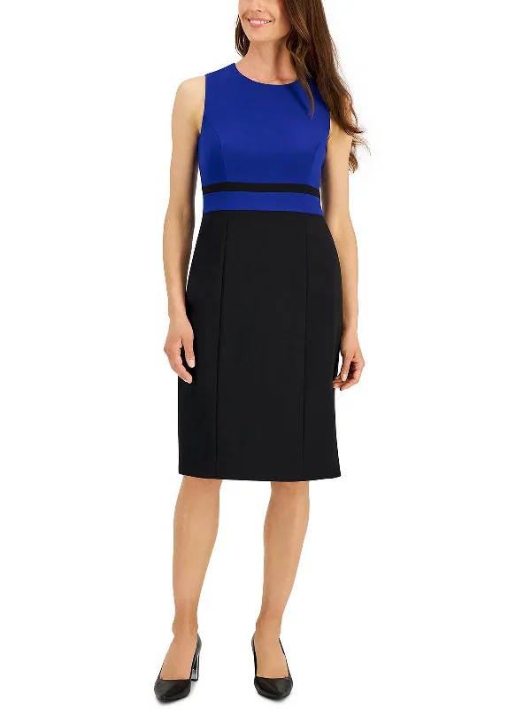 Womens Two Tone Knee-Length Sheath Dress