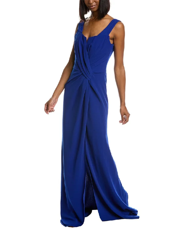 Rene Ruiz Off-The-Shoulder Crepe Gown