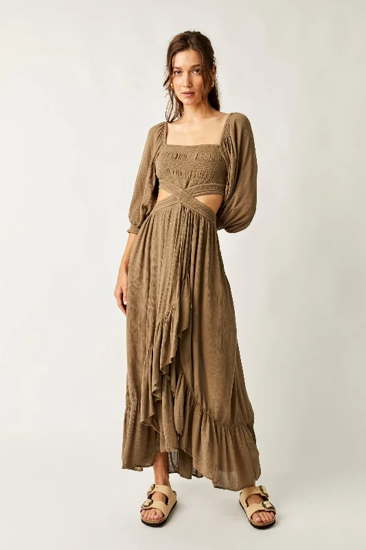 FREE PEOPLE CROSS MY HEART MAXI IN OLIVE STONE