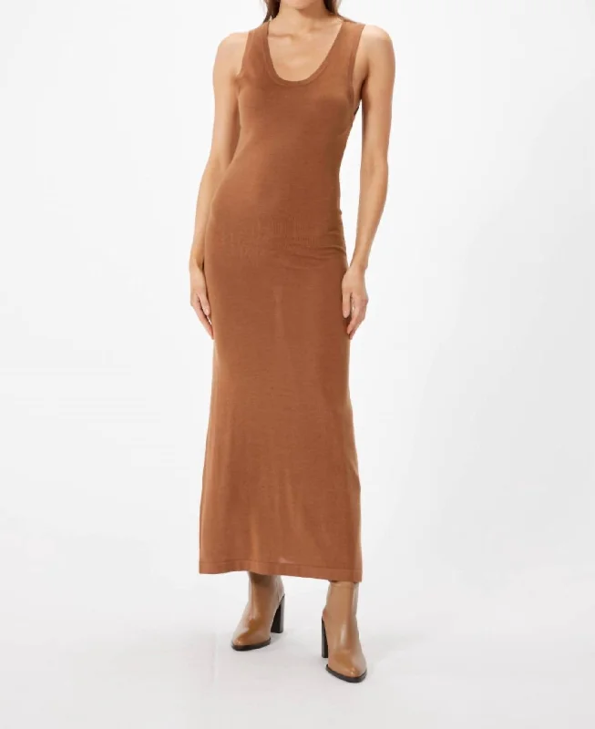 Long Sweater Dress In Brown