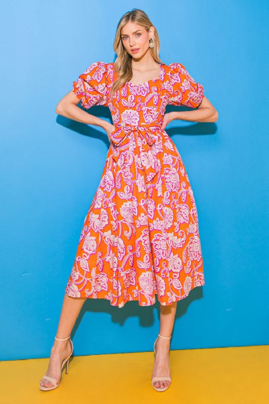 Printed Poplin Midi Dress