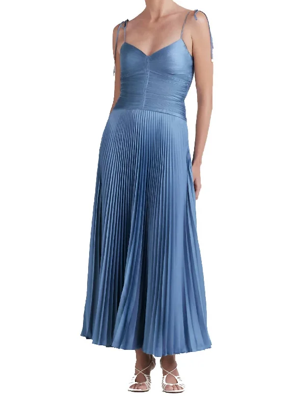 Rochelle Pleated Cami Dress In Blue