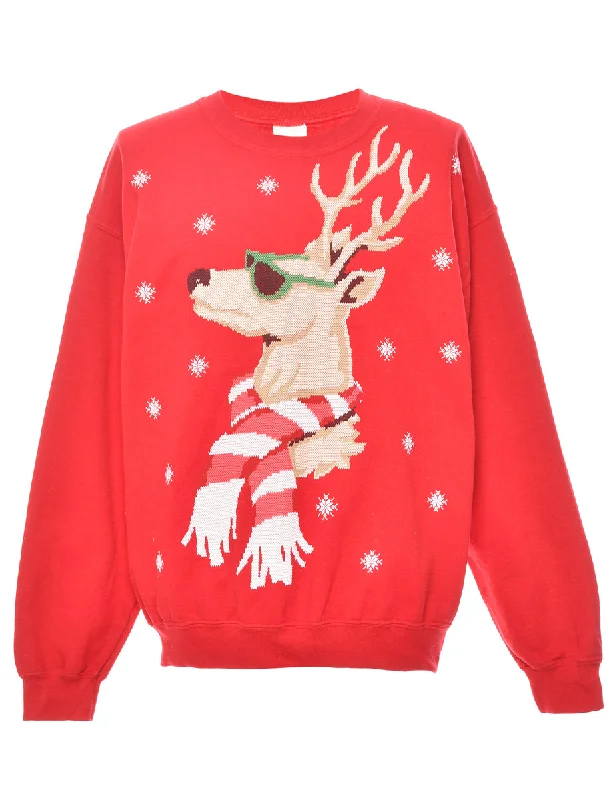 Red Reindeer Sweatshirt - L