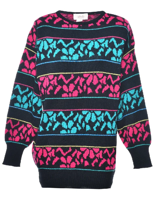 Patterned Black Jumper - S