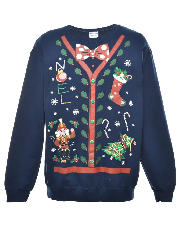 Navy Christmas Sweatshirt - L