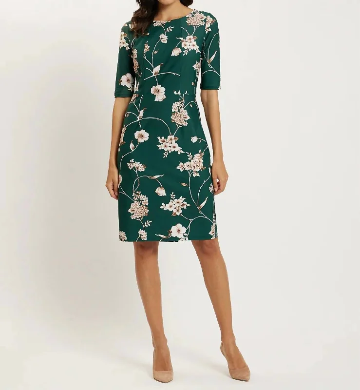 Monique Dress In Charming Floral Evergreen