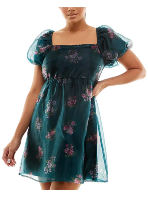 Womens Floral Print Fit & Flare Dress