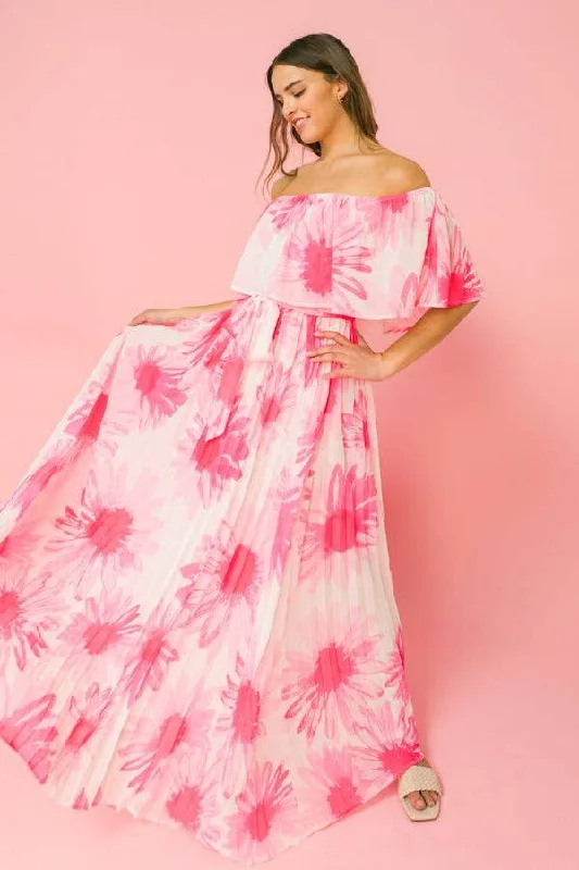 Angelica Floral Pleated Maxi Dress