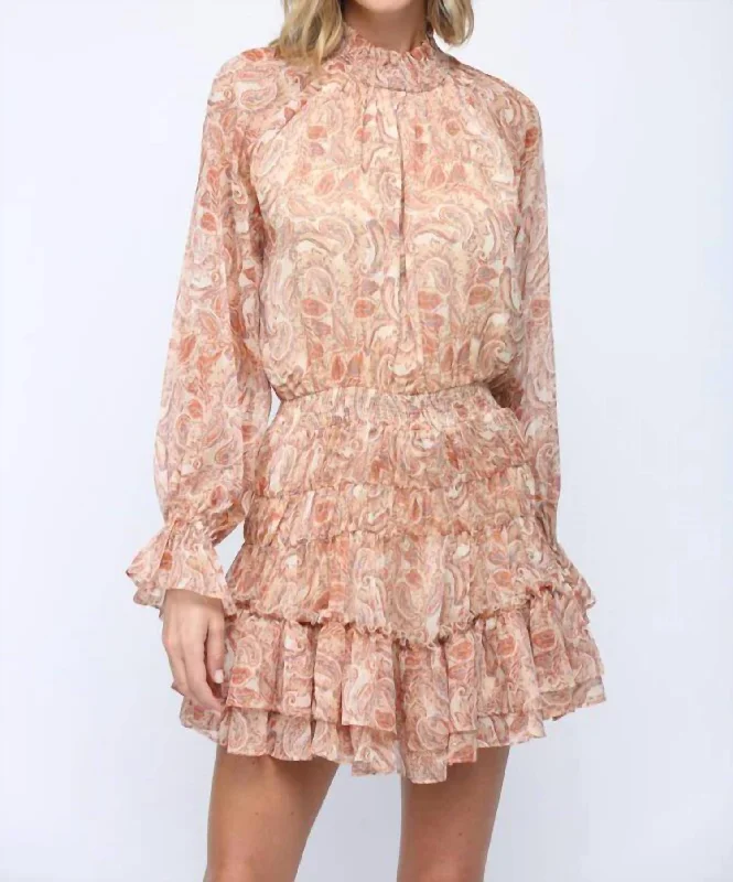 Paisley Tiered Ruffle Dress In Natural Multi