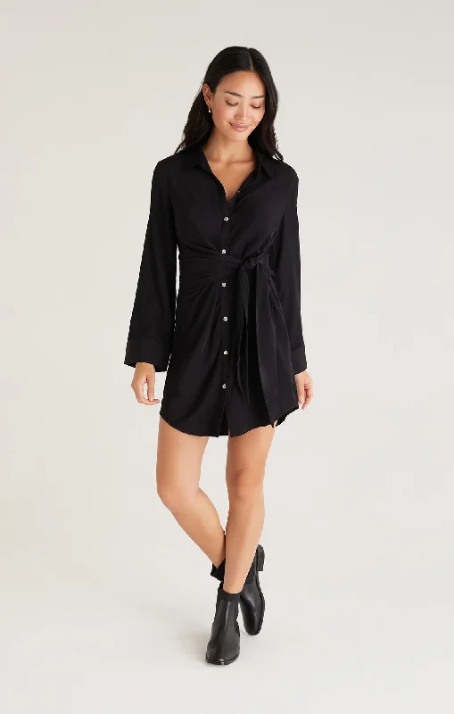 Z SUPPLY DALLON CUPRO MINI DRESS IN BLACK