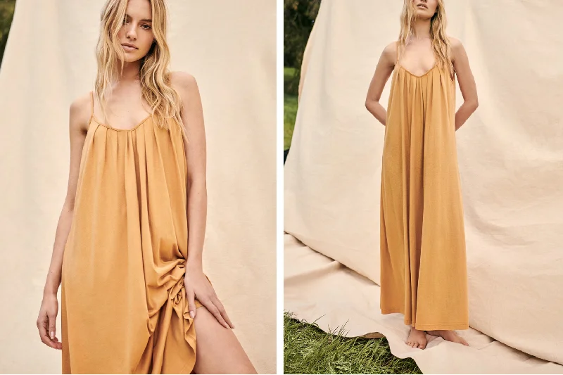 Z SUPPLY LALA ORGANIC MAXI DRESS IN BRONZE AND WASHED BLACK