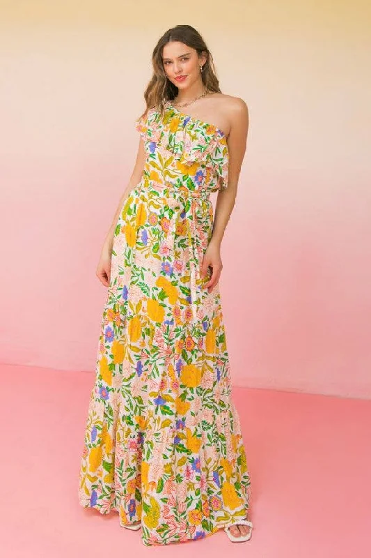 Lillian One Shoulder Floral Maxi Dress