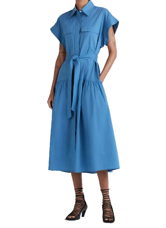 Laurel Sleeveless Shirtdress In Blue