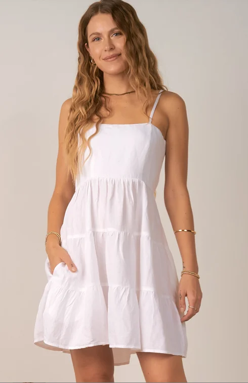 ELAN SP22 WHITE DRESS WITH SPAGHETTI STRAPS