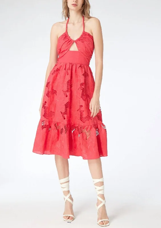 Billy Dress In Coral Embroidery