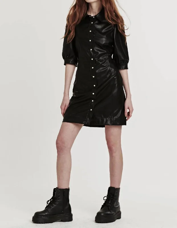 Ophelia Vegan Leather Dress In Black